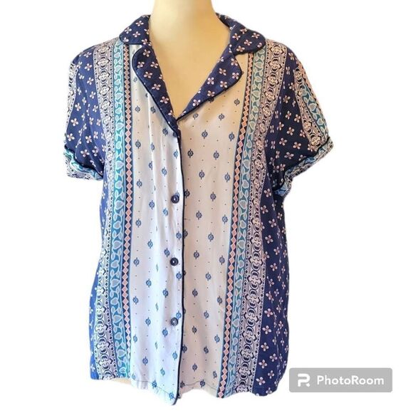 In Bloom Boho Short Sleeve Knit Top Size Large - Picture 1 of 6